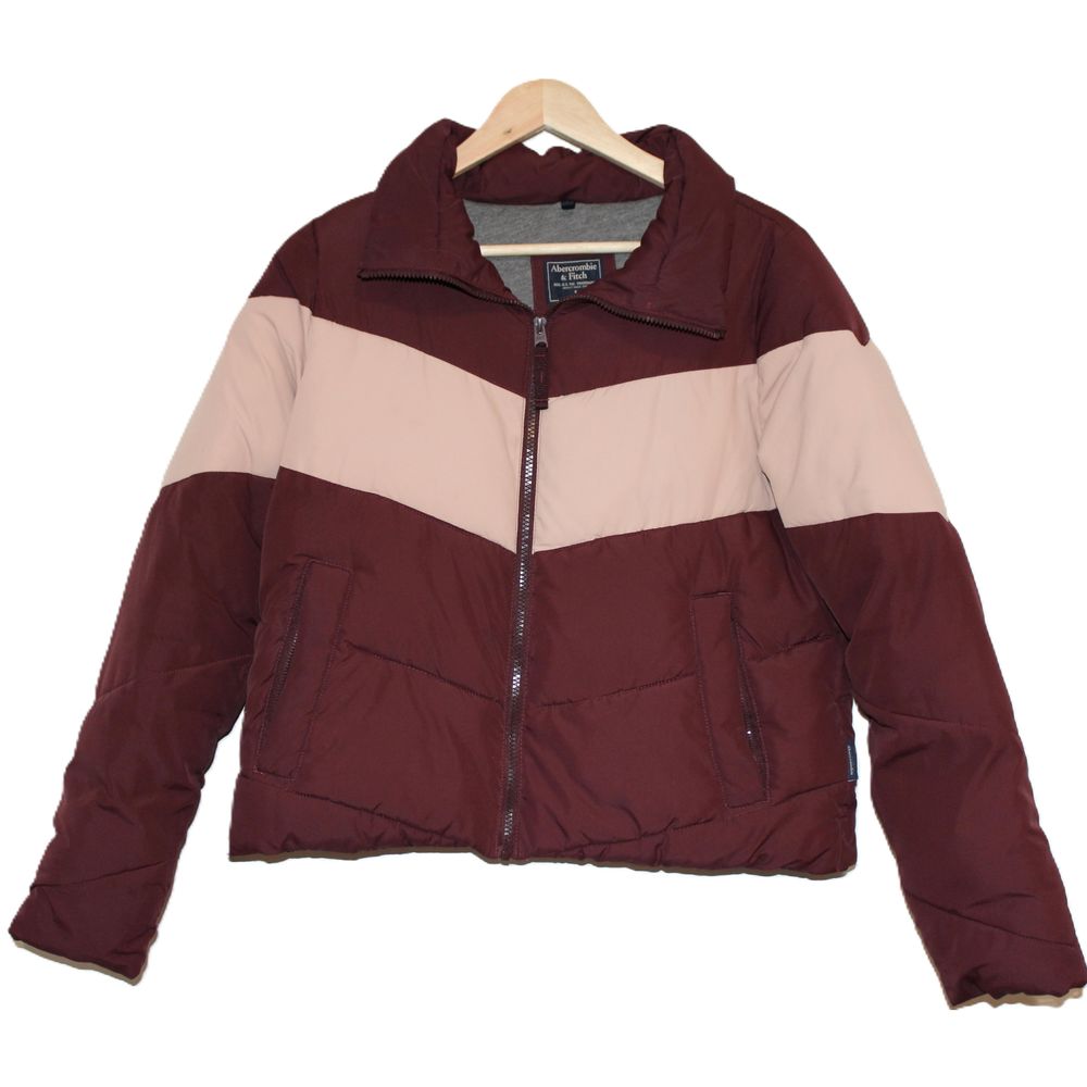 Womens Abercrombie & Fitch Burgundy Red Pink Puffer Coat Ski Snow Jacket Size S - Picture 1 of 6